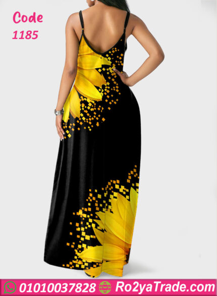 فستان طويل ورد - كود 1185