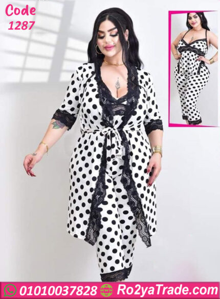 بيجامه نسائيه لصيف مرح 3قطع - كود 1287