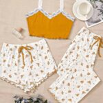 بيجامة نسائية 3قطع أنيقة - كود 1819