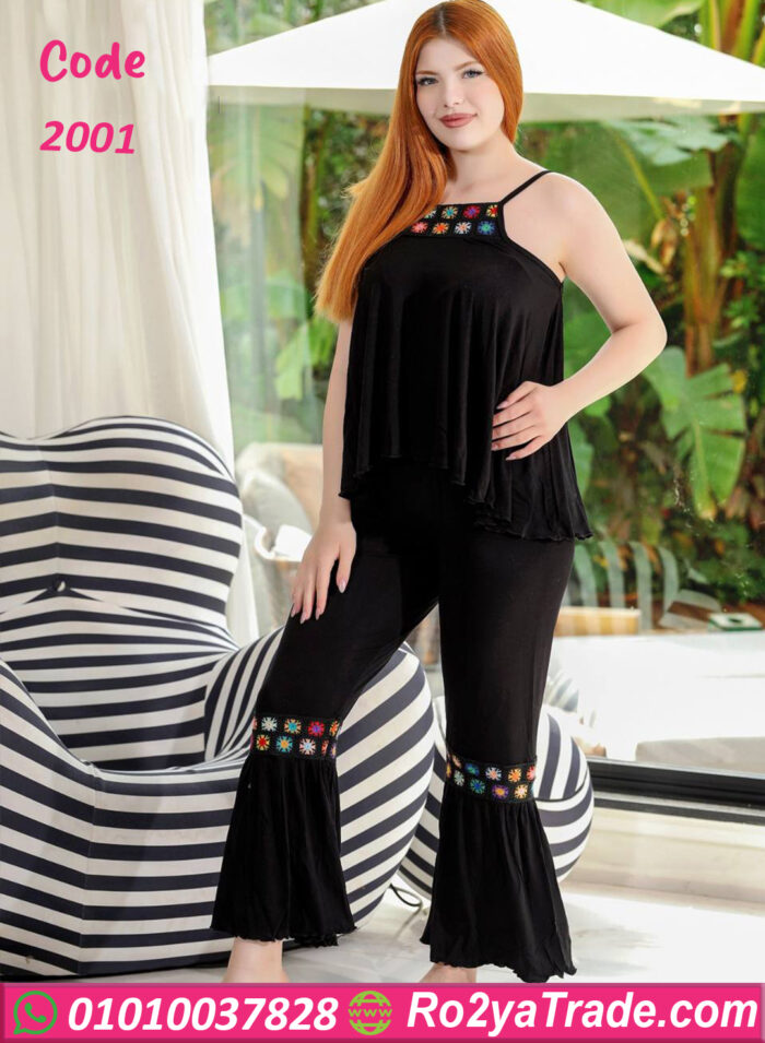 بيجامة حريمي بتصميم جذاب - كود 2001