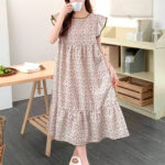 قميص نوم طويل بتفاصيل ناعمة - كود 2073