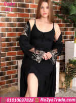 قميص نوم اسود بروب - كود 217