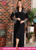 قميص نوم اسود بروب - كود 217