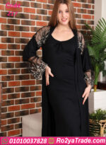 قميص نوم اسود بروب - كود 217