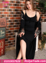 قميص نوم اسود بروب - كود 217