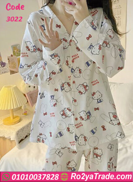 بيجامه زراير قطن حريمي - كود 3022