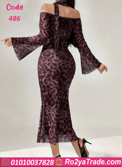 فستان حريمي بنقشة تايجر - كود 486