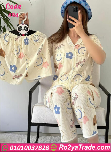 بيجامه حريمي 3 قطعه - كود 494