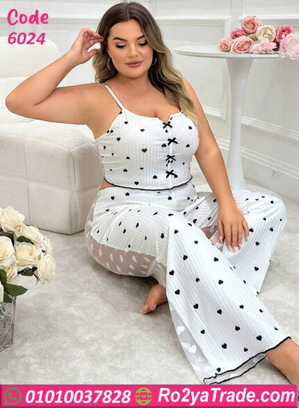 بيجامة بنقوش قلوب دلع - كود 6024