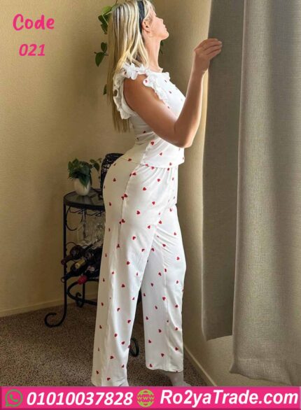 بيجامه كت بنقشه قلوب - كود 021