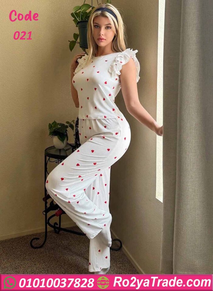 بيجامه كت بنقشه قلوب - كود 021