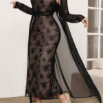 فستان اسود لانجري بالروب - كود 022