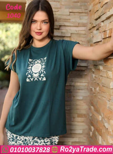 بيجامه حريمي نص كم - كود 1040