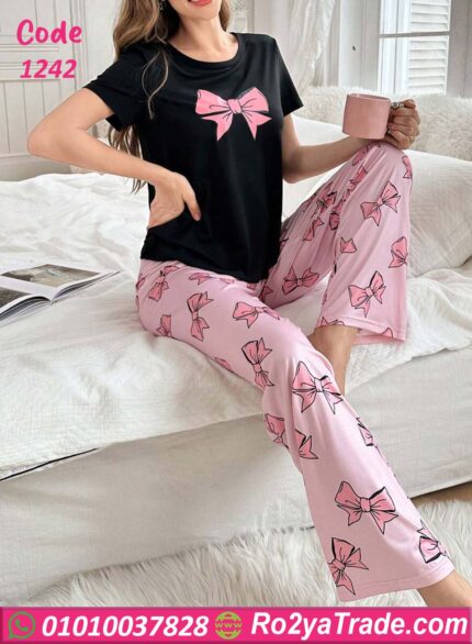بجامه نص كم قطن نسائي - كود 1242