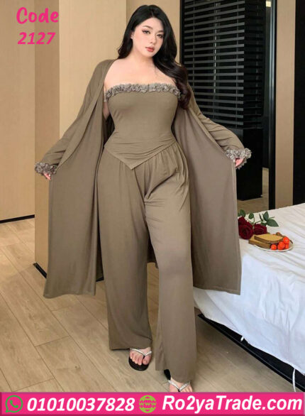 بيجامه حريمي 3 قطع للعرايس - كود 2127