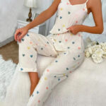 بيجامة نسائي حماله بنقش قلوب رقيقه - كود 2325