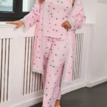 بيجامه حريمي بالروب 3 قطع - كود 800