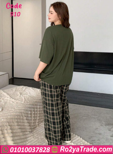 بيجامة نص كم كاروهات - كود 910
