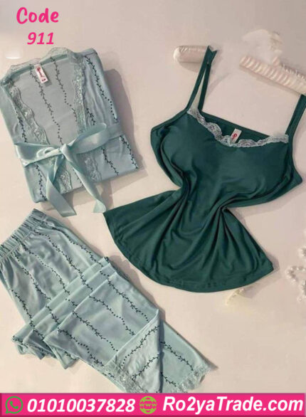 بيجامة 3 قطع بيج سايز - كود 911