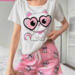 بيجامه شورت نص كم حريمي - كود 250152