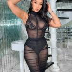 قميص نوم اسود شفاف - كود 8012