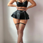 لانجري ميني جيب قطعتين جلد - كود 434