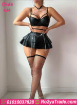 لانجري ميني جيب قطعتين جلد - كود 434