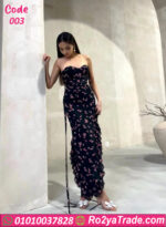 فستان صيفي ورد أسود