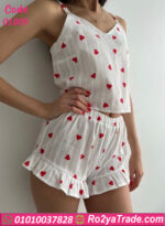 طقم هوت شورت صيفي قلوب