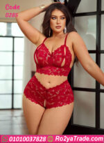 طقم لانجري دانتيل أحمر بيج سايز