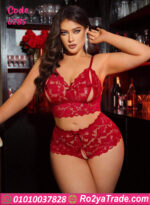 طقم لانجري دانتيل أحمر بيج سايز