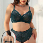 طقم لانجري دانتيل أخضر بيج سايز