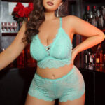 طقم لانجري دانتيل تركواز بيج سايز