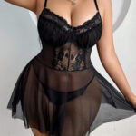 قميص اسود شفاف قصير - كود 0443