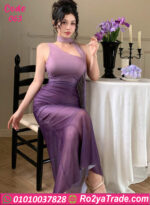 فستان بنفسجي تول ناعم