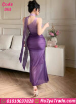 فستان بنفسجي تول ناعم
