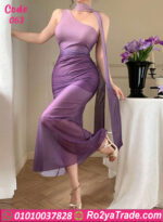 فستان بنفسجي تول ناعم