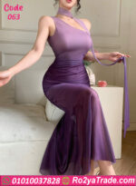 فستان بنفسجي تول ناعم