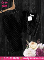 بيجامة حريمي شتوي مخمل منقط