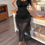 لانجري طويل شيفون ليكرا