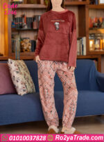 بيجامة قطيفة شتوي مطبوعة