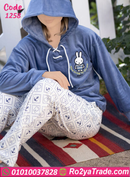بيجامة قطيفة شتوي هودي