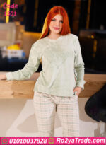 بيجامة شتوي قطيفة ناعمة حريمي