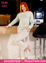 بيجامة شتوي قطيفة ناعمة حريمي