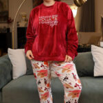 بيجامة شتوي قطيفة بيج سايز