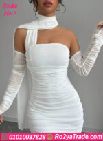 فستان أبيض شيفون طويل