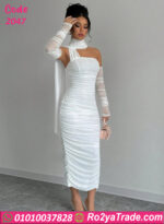 فستان أبيض شيفون طويل