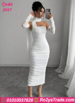 فستان أبيض شيفون طويل