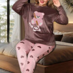 بيجامة قطيفة شتوي حريمي دبدوب