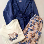 بيجامة شتوي قطيفة حريمي روب كحلي